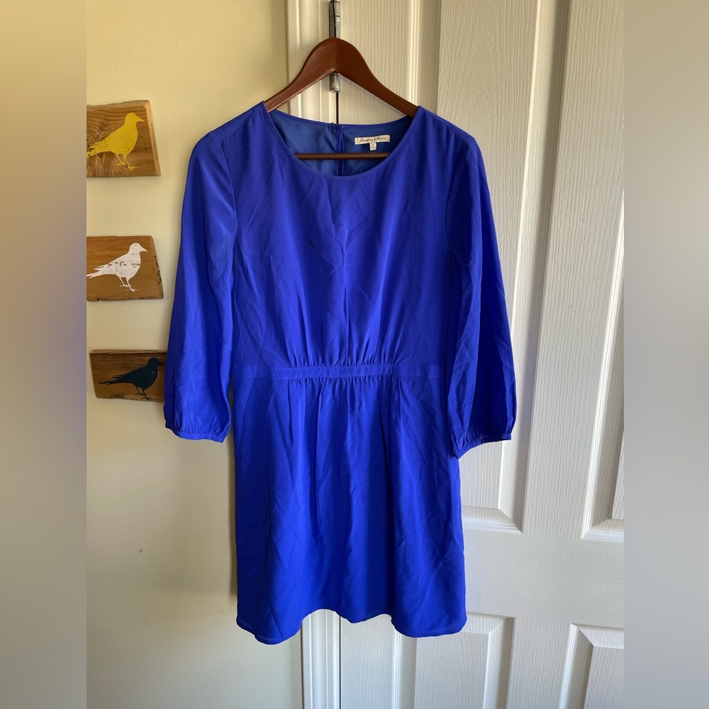 Madewell / Broadway & Broome - blue 3/4 sleeve dress - silk